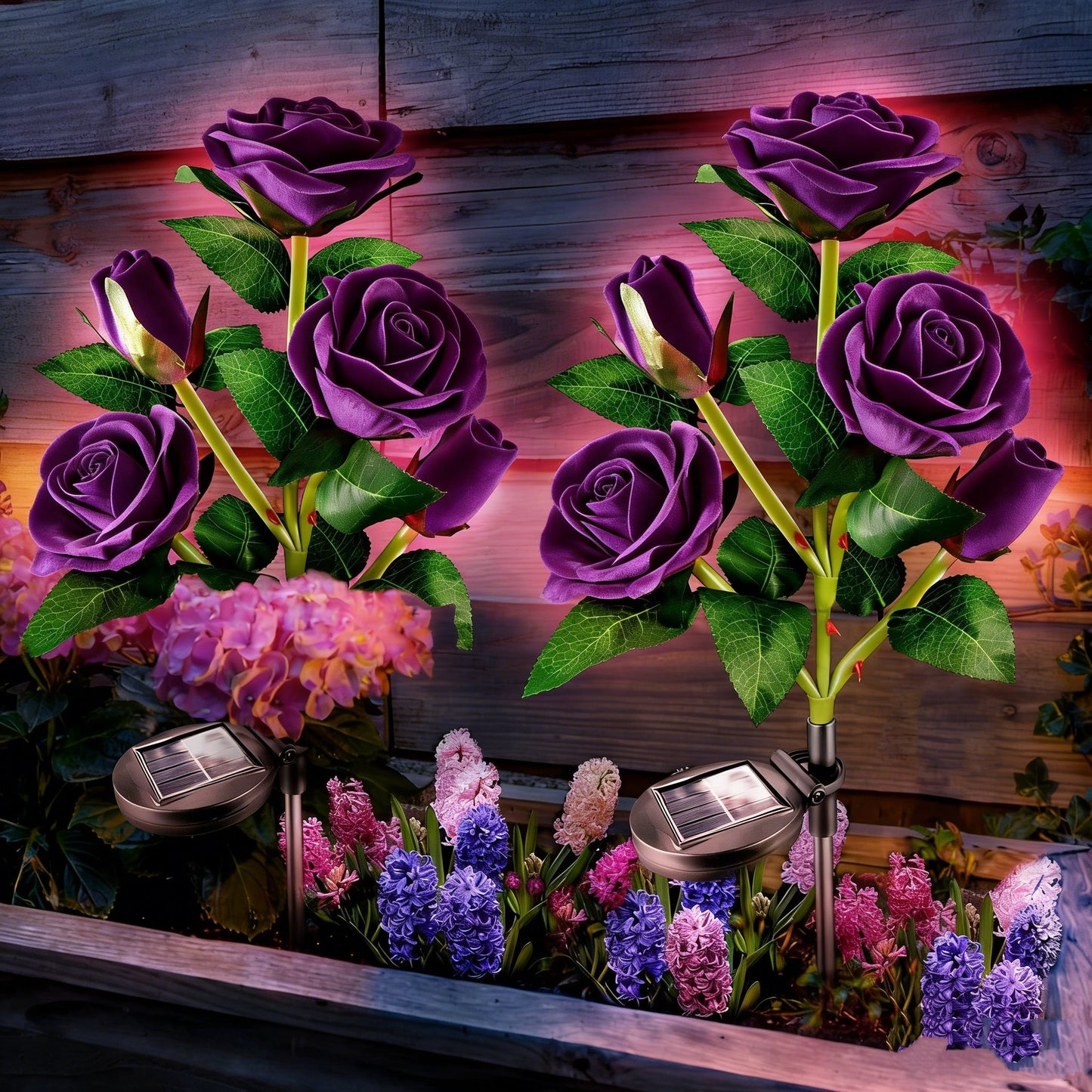 Solar Azalea Flower Lights 4 Pack IP65 Waterproof Realistic Multi-Color Stakes for Grave Garden Decor Memorial Cemetery Lights