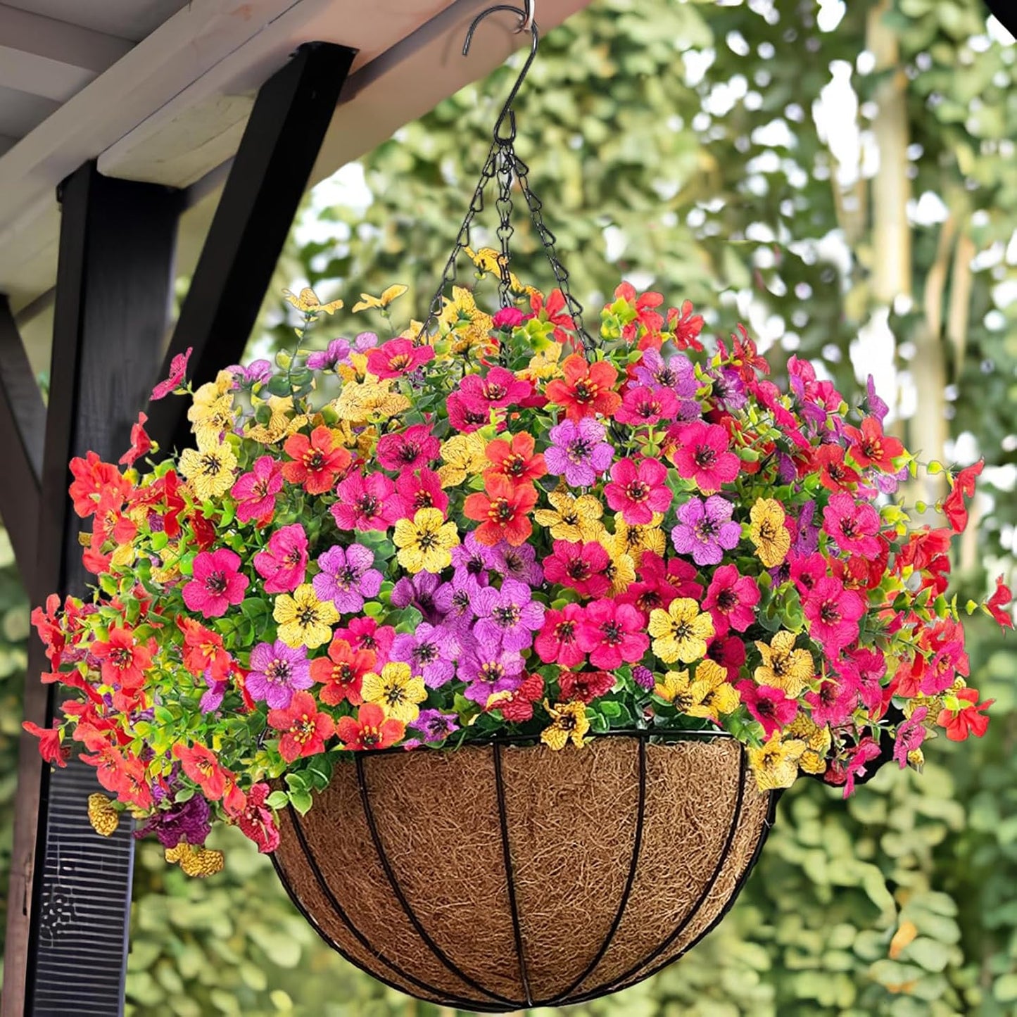 FREE SHIPPING!🔥Simulated Hanging Flower Basket 🌸No Watering💧No Wilting. Just Perfect Blooms.