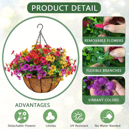 FREE SHIPPING!🔥Simulated Hanging Flower Basket 🌸No Watering💧No Wilting. Just Perfect Blooms.