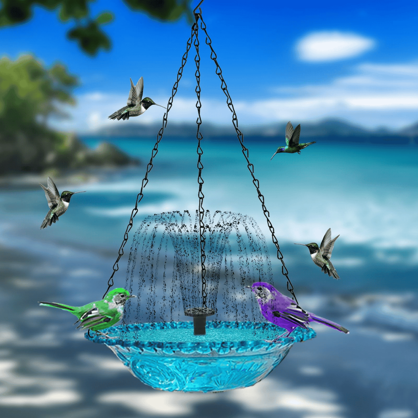✨2026 Spring Hot Sale 49% OFF🐦Solar Cascade Hanging Bird Bath Fountain
