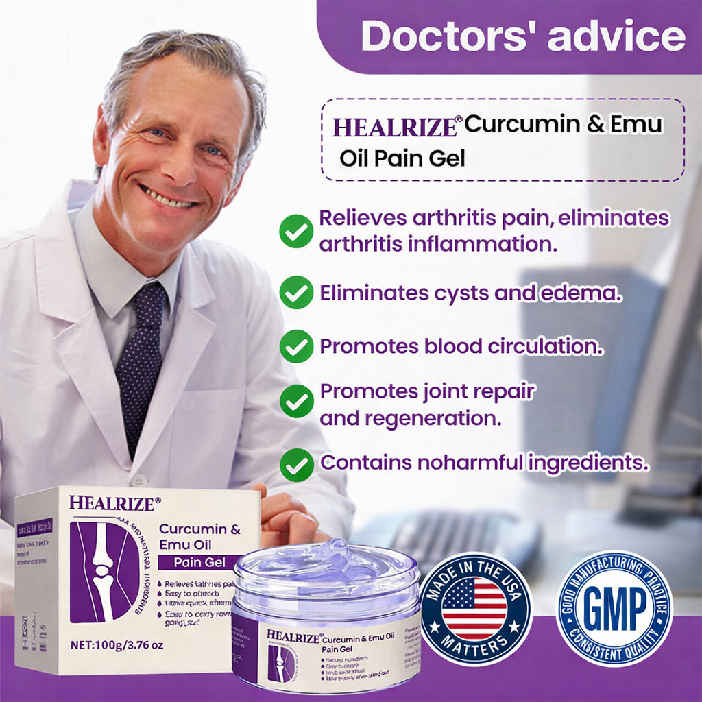 HEALRIZE®  Curcumin & Emu Oil Pain Gel – 🏥Backed by US Osteopathic Experts