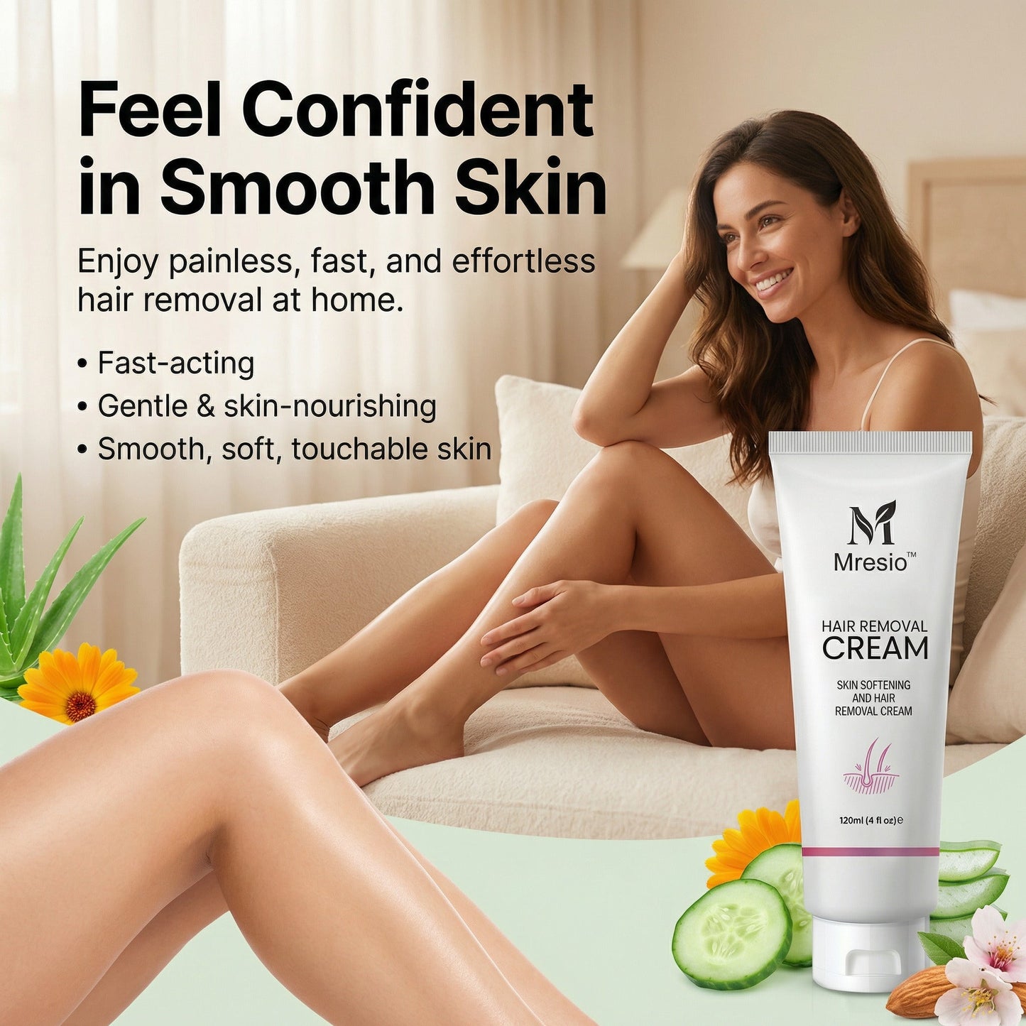 Mresio™  Pain-Free Hair Removal Cream|Hair-Free Skin in Just 10 Minutes — No Razor Needed