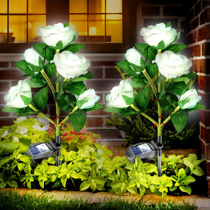 Solar Azalea Flower Lights 4 Pack IP65 Waterproof Realistic Multi-Color Stakes for Grave Garden Decor Memorial Cemetery Lights