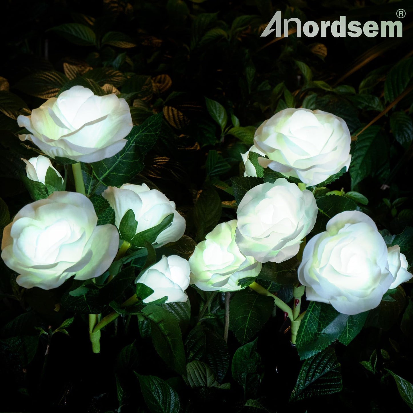 Solar Azalea Flower Lights 4 Pack IP65 Waterproof Realistic Multi-Color Stakes for Grave Garden Decor Memorial Cemetery Lights