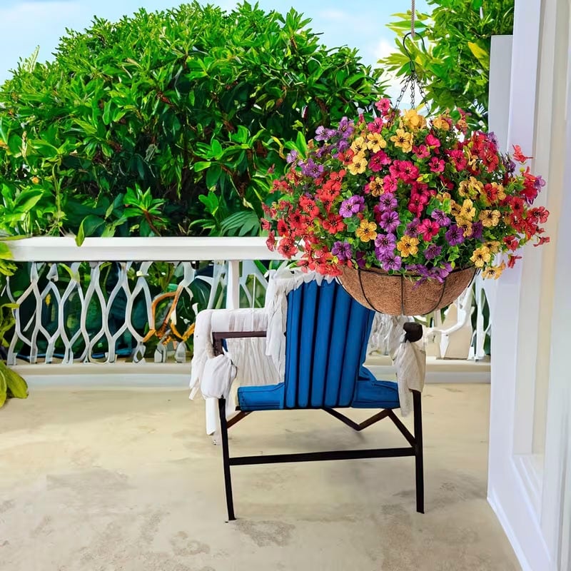 FREE SHIPPING!🔥Simulated Hanging Flower Basket 🌸No Watering💧No Wilting. Just Perfect Blooms.