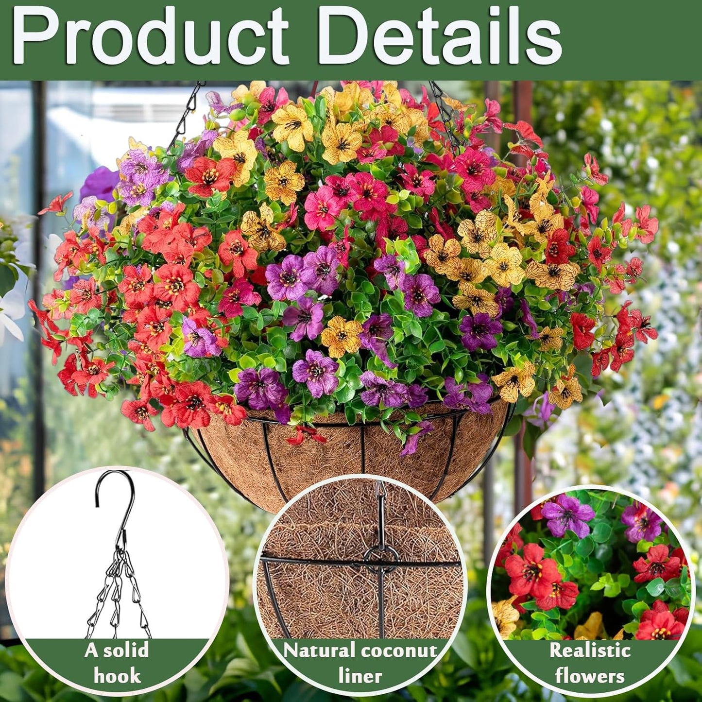 FREE SHIPPING!🔥Simulated Hanging Flower Basket 🌸No Watering💧No Wilting. Just Perfect Blooms.