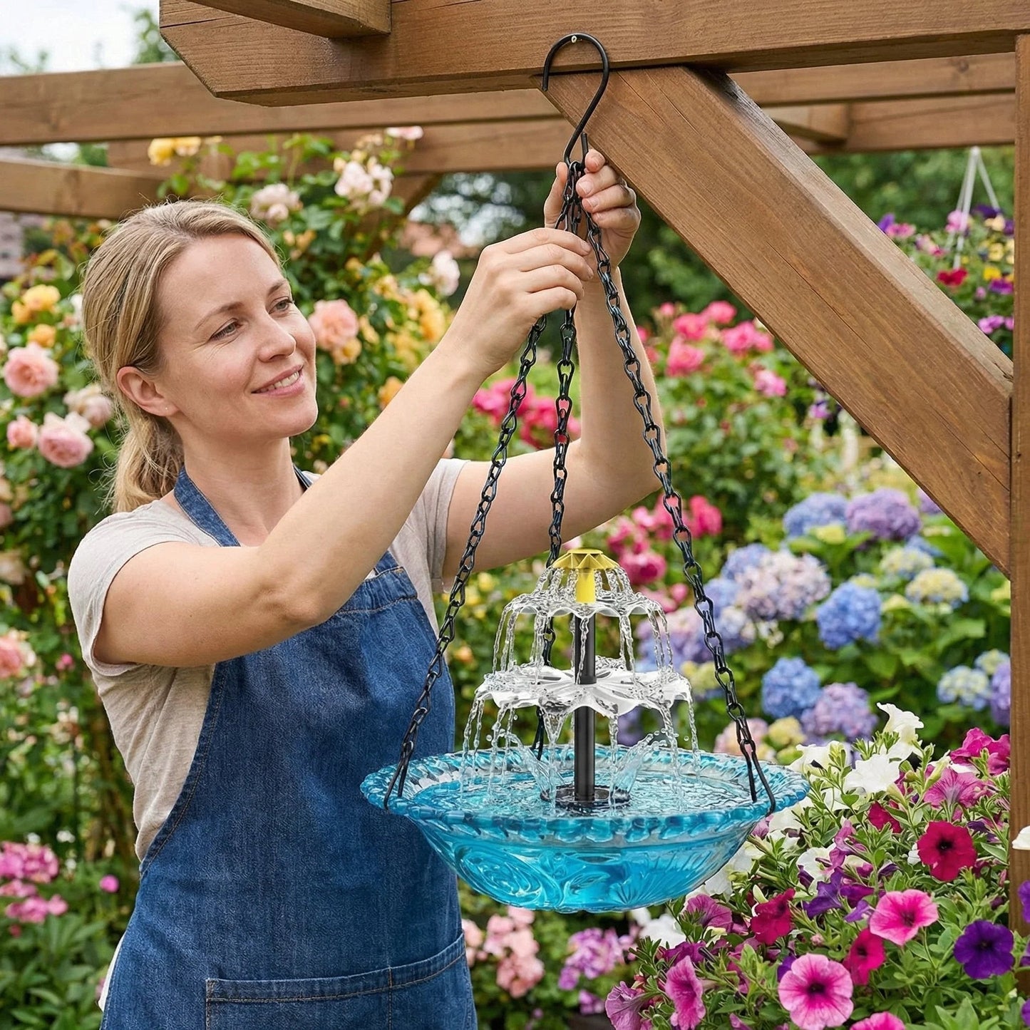 🔥✨2026 Spring Hot Sale 49% OFF--Solar Cascade Hanging Bird Bath Fountain