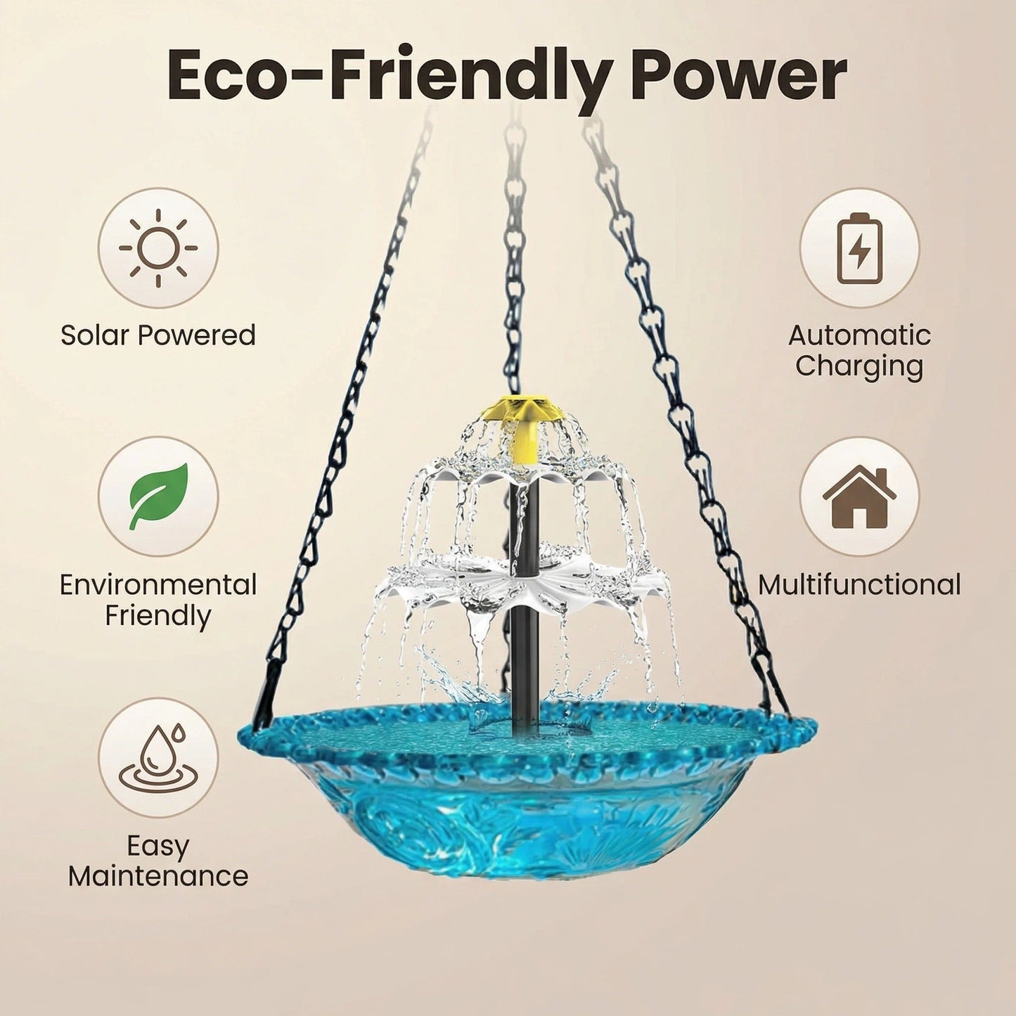 ✨2026 Spring Hot Sale 48% OFF🐦Solar Cascade Hanging Bird Bath Fountain
